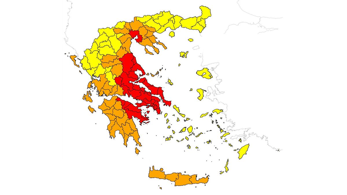 Kde v Řecku hrozí další požáry? Civilní ochrana zveřejňuje mapu rizik